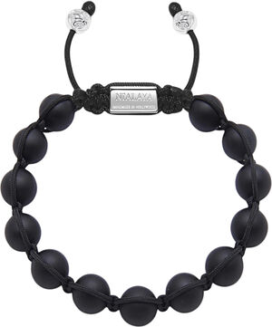 Men's Beaded Bracelet with Stainless Steel and Matte Onyx