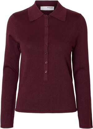 SLFLURA LS SLIM KNIT COLLAR NECK