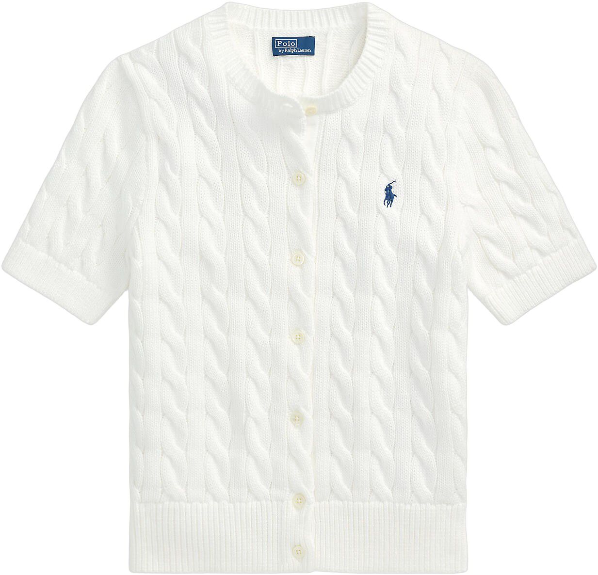 Cable-Knit Cotton Short-Sleeve Cardigan