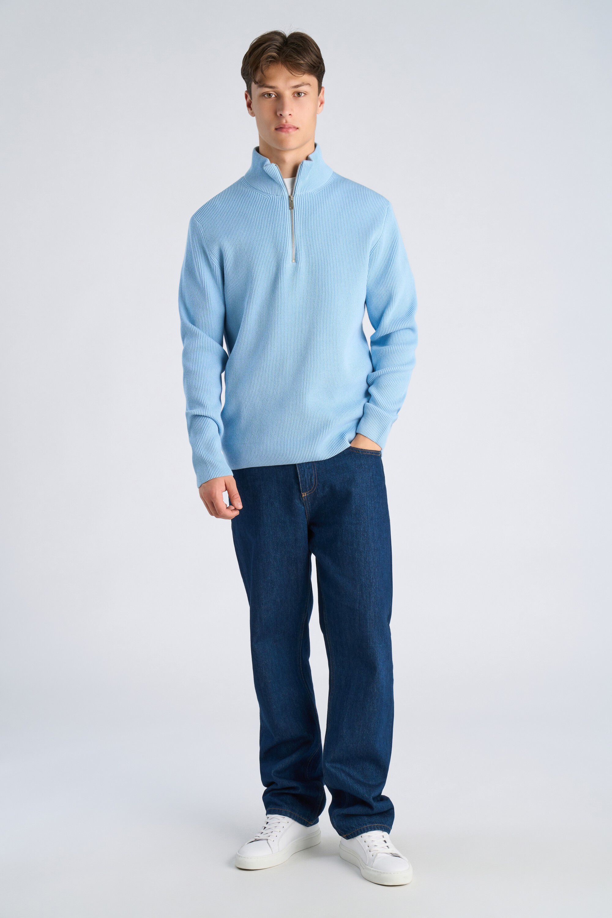Half zip rib knit