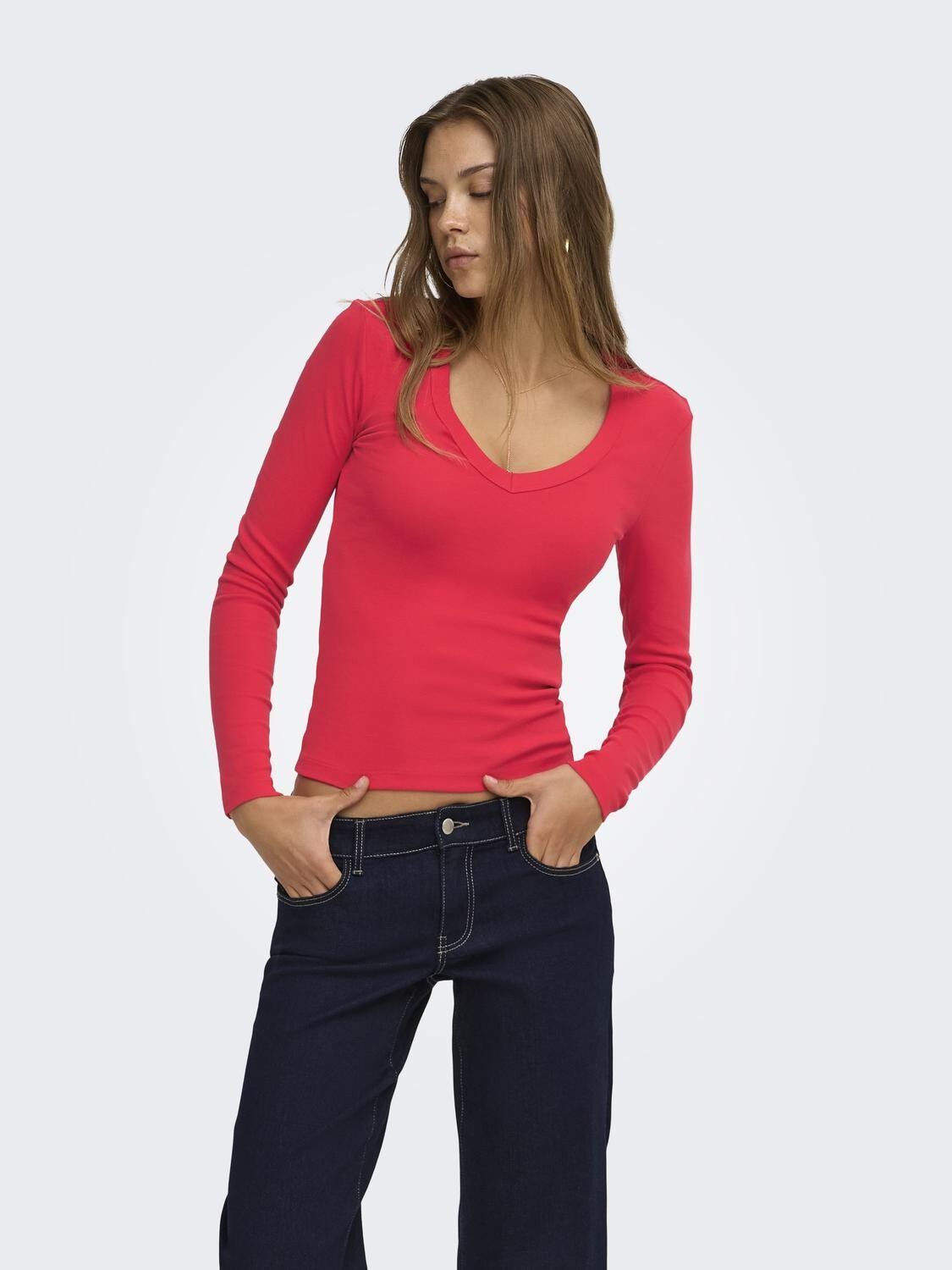 Onlriley L/S V Neck Top Cs Jrs