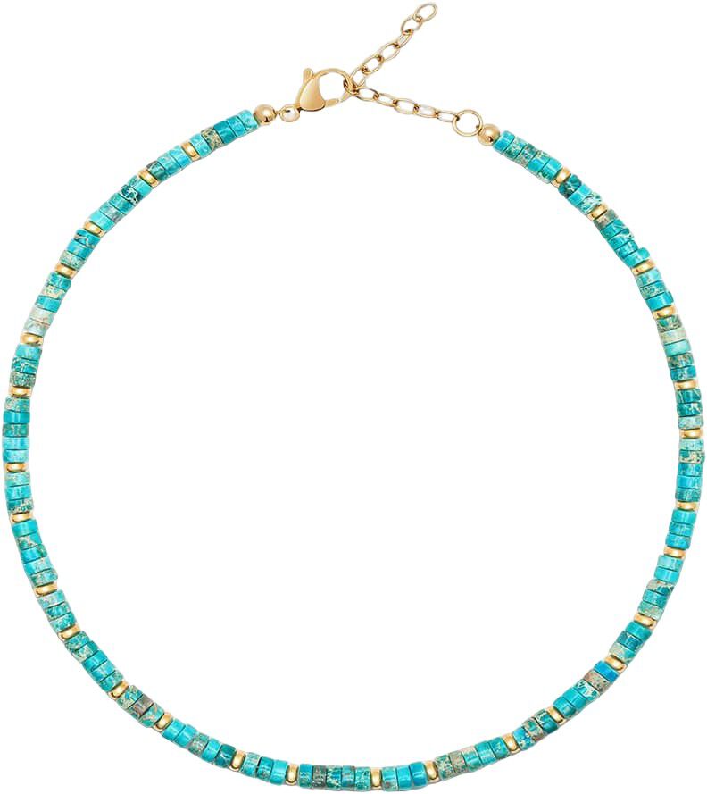 Women's Heishi Turquoise Choker with Gold