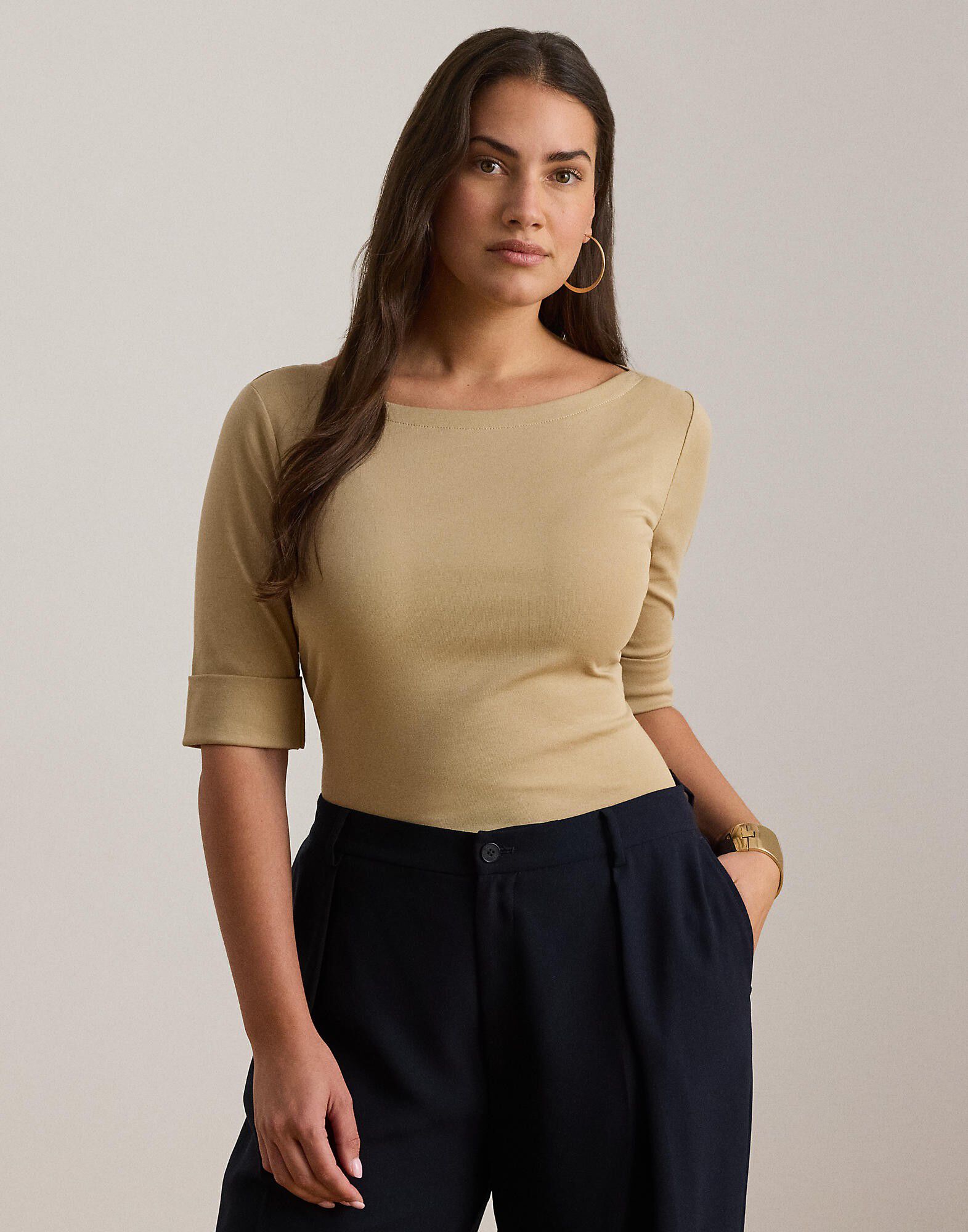 Stretch Cotton Boatneck Tee