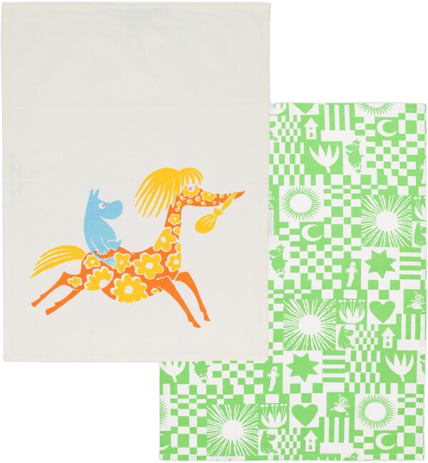 Moomin Arabia 50x70cm viskestykkesæt Fest grøn GOTS
