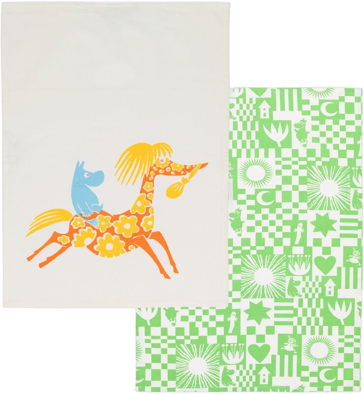 Moomin Arabia 50x70cm viskestykkesæt Fest grøn GOTS