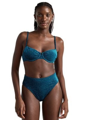 Højtaljet bikiniunderdel med lurex