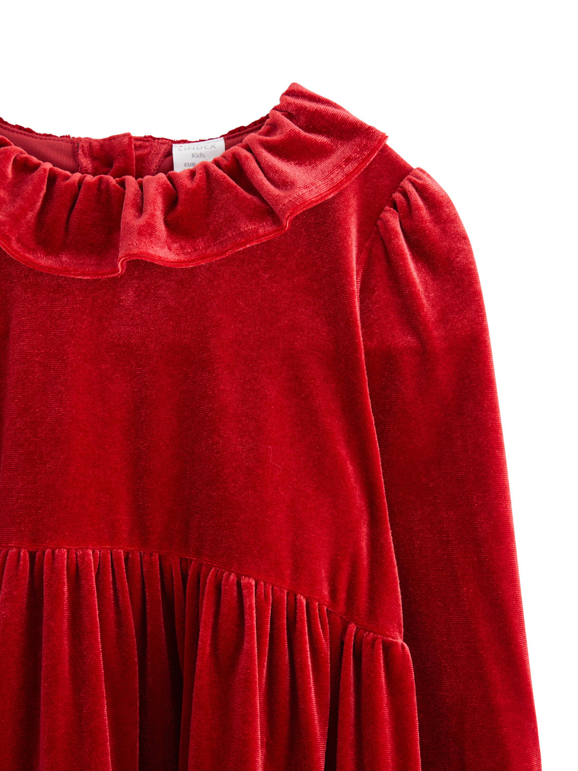 Soft long-sleeved dress in velvet w