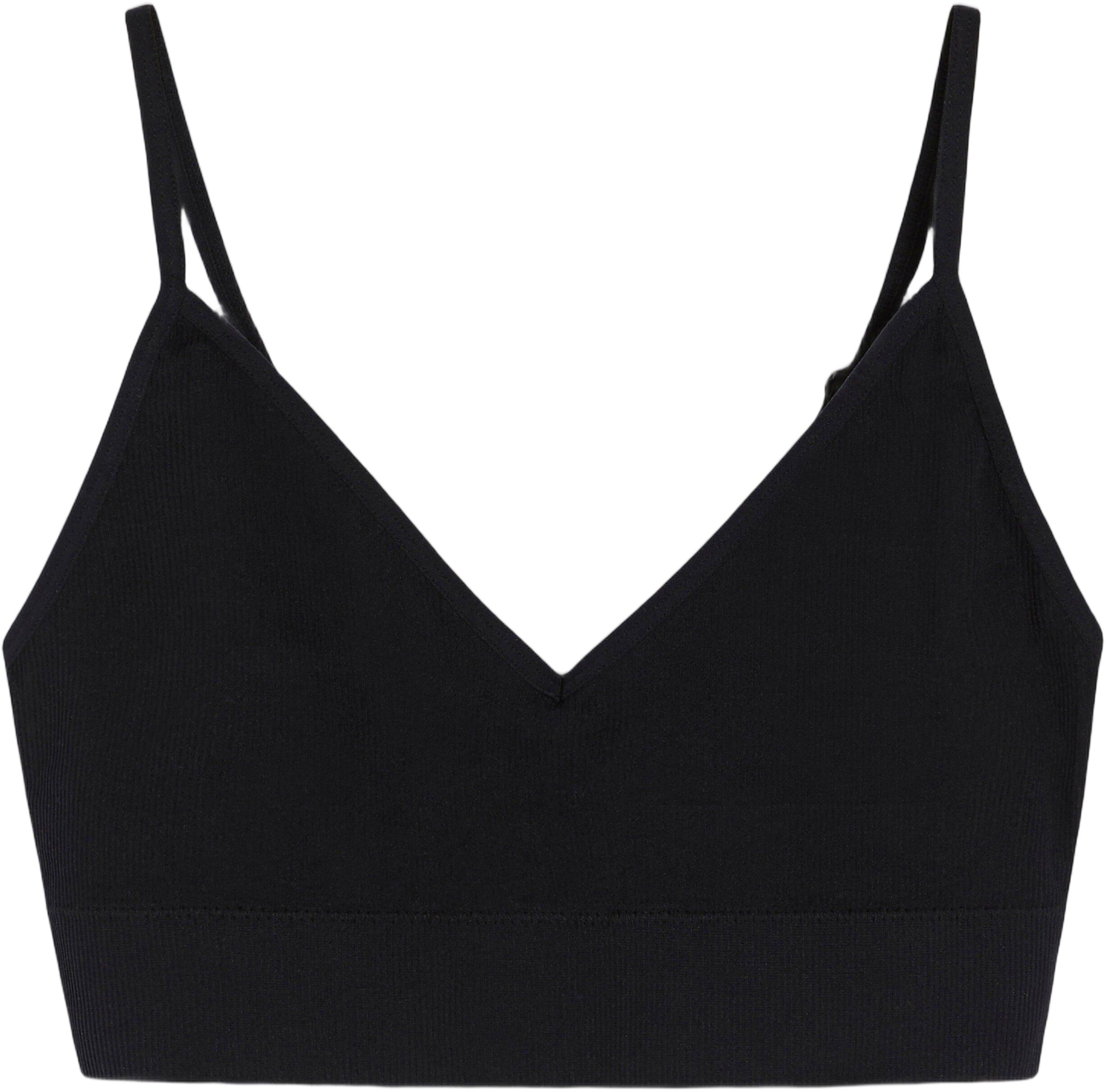 Myk ribbet bh uten s&oslash;mmer med v-ringning