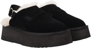 SIPLE - SUEDE MULES WITH HEEL STRAP AND SHEARLING