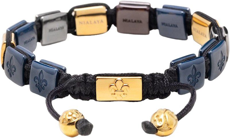 Ceramic Flatbead Bracelet in Black, Blue, Red and Gold