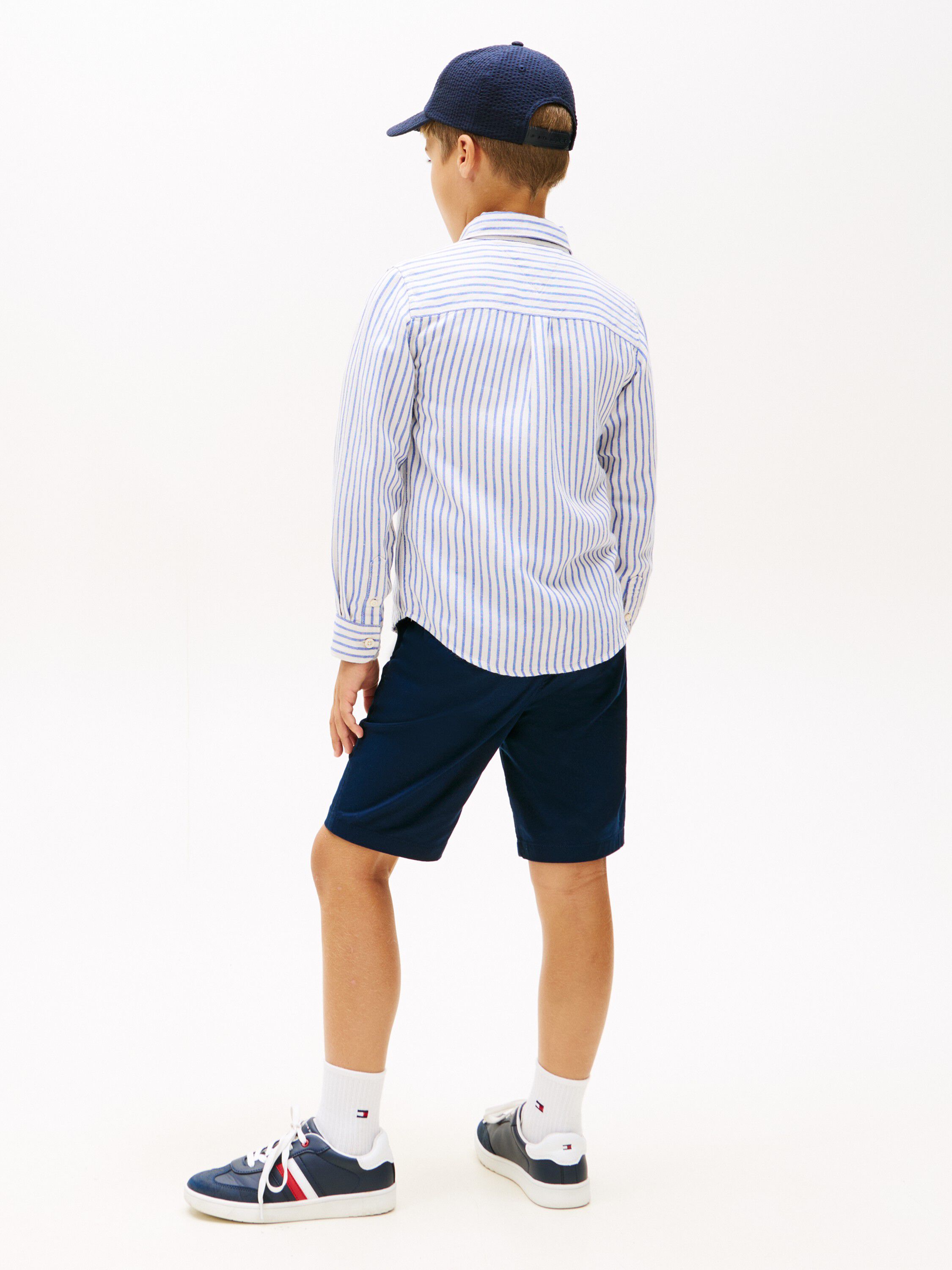 Stripe Linen Blend Button-Down Shirt