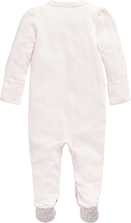Floral-Trim Cotton Coverall