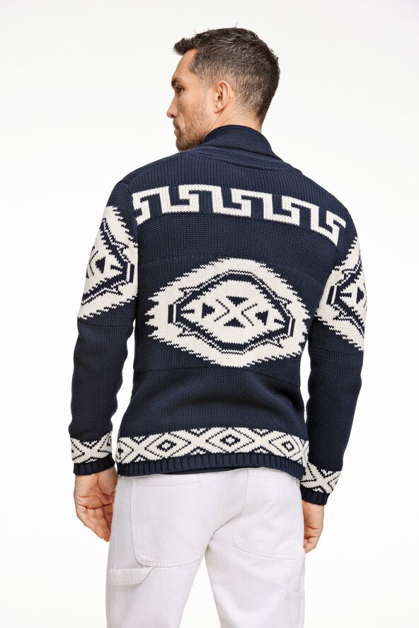 Shawl collar intarsia cardigan