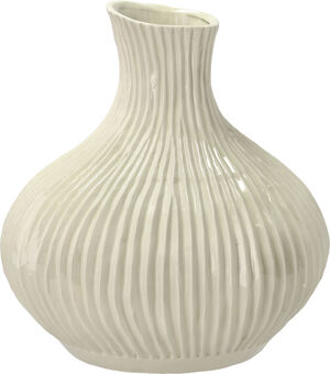 Vase Eik 27 x 28 cm Kremfarget Steintøy