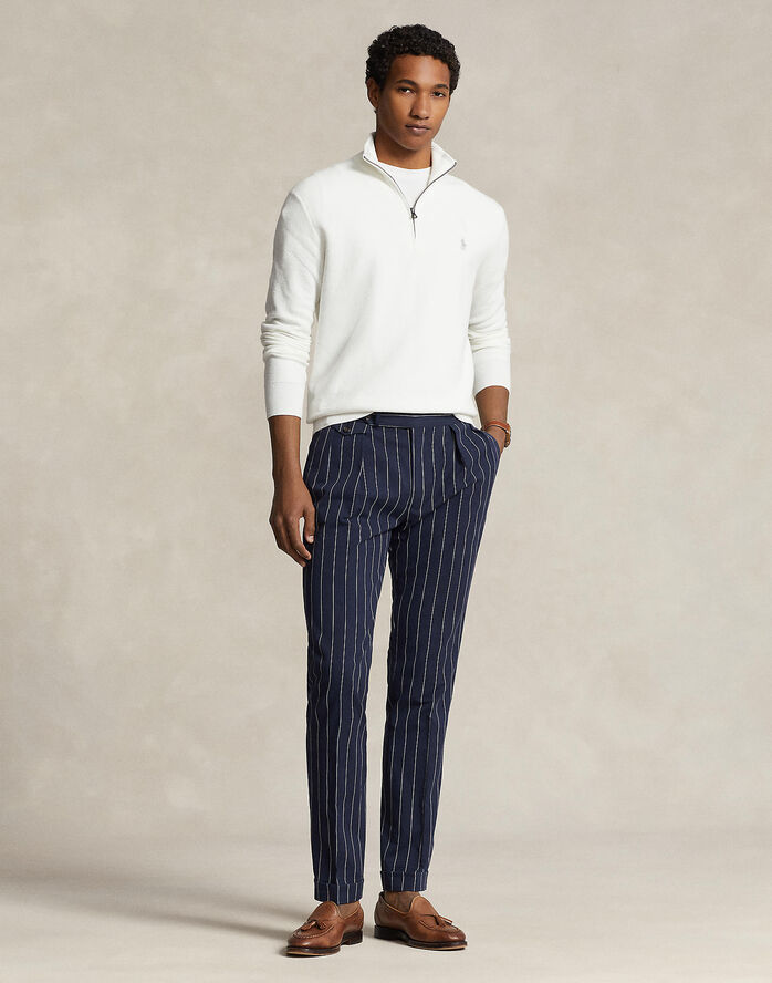 Mesh-Knit Cotton Quarter-Zip Sweater