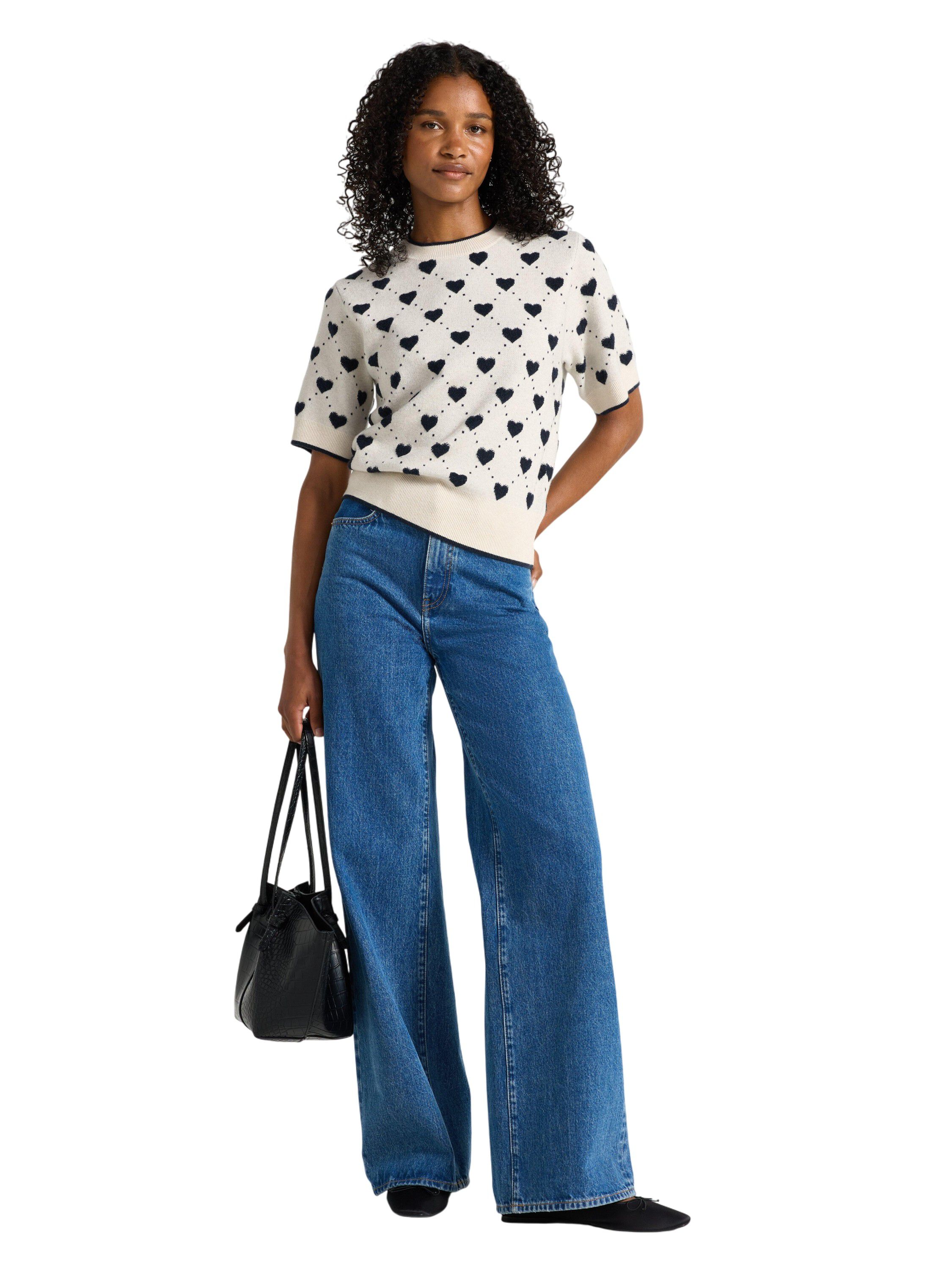 Finstickad tr&ouml;ja med kort &auml;rm, av