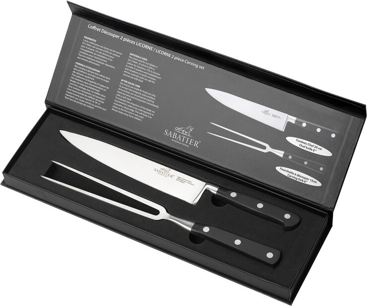 Tranchérsett Licorne 2 deler Stål/Svart