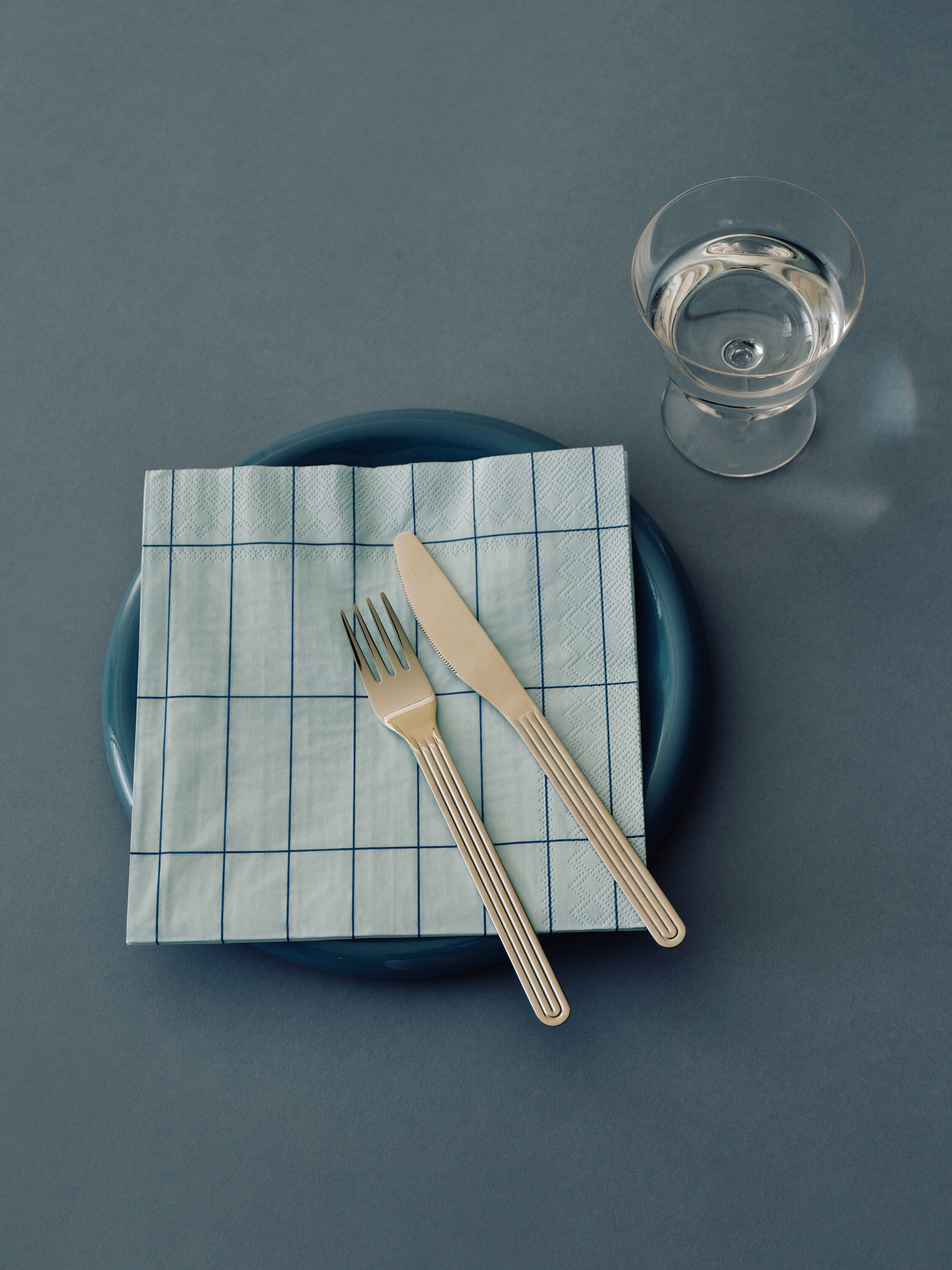 Pattern Napkins-Set of 20 Lunch-Light blue and blue grid