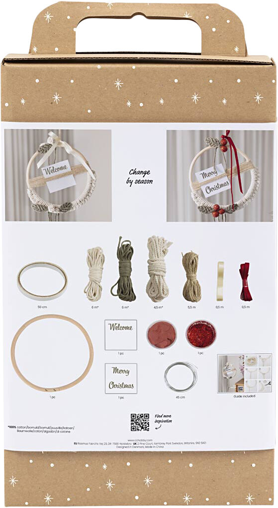 DIY Kit Macram&eacute;, Julekrans, mos gr&oslash;n