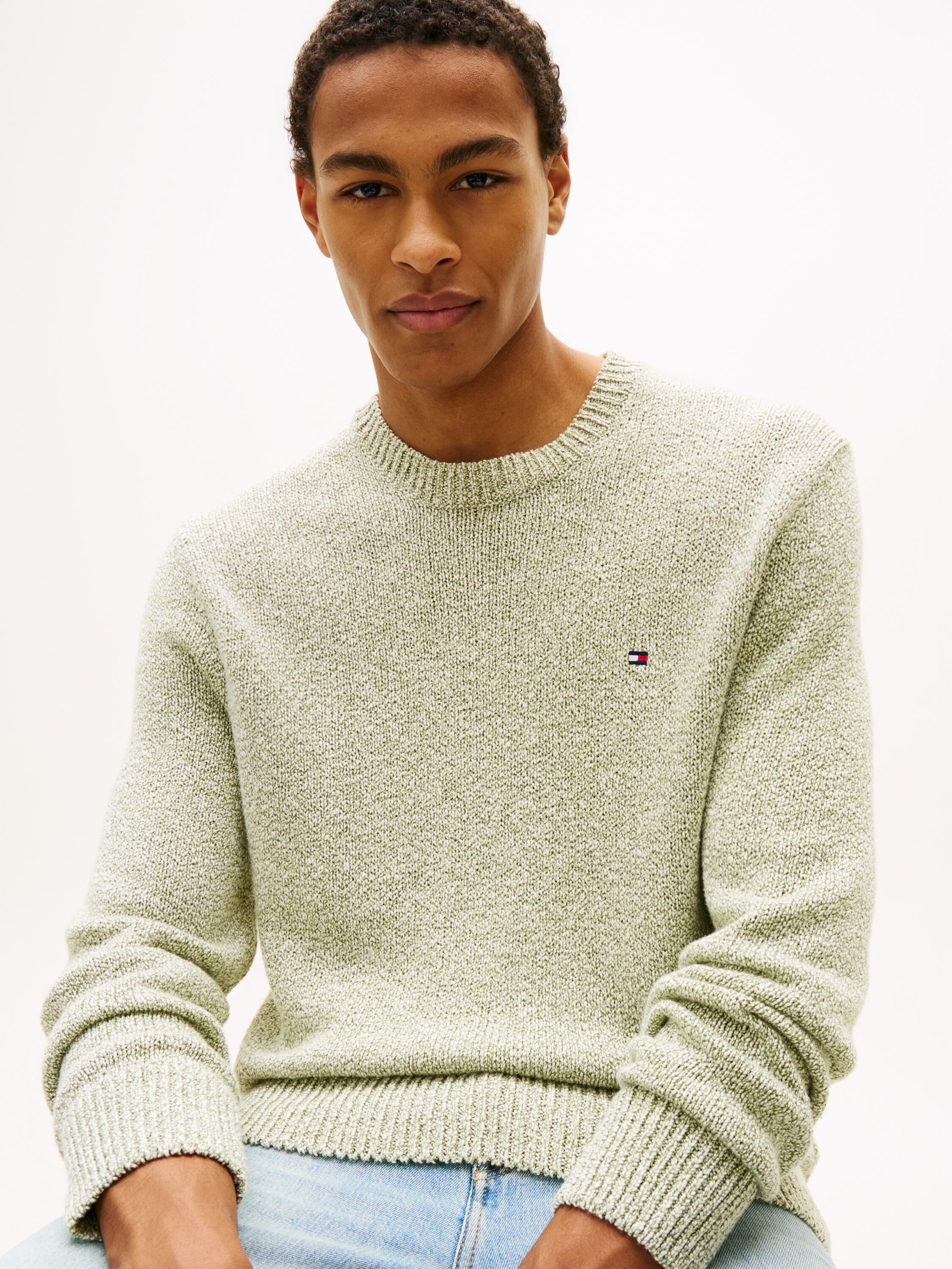 Two-Tone Boucl&eacute; Relaxed Crew Neck Jumper