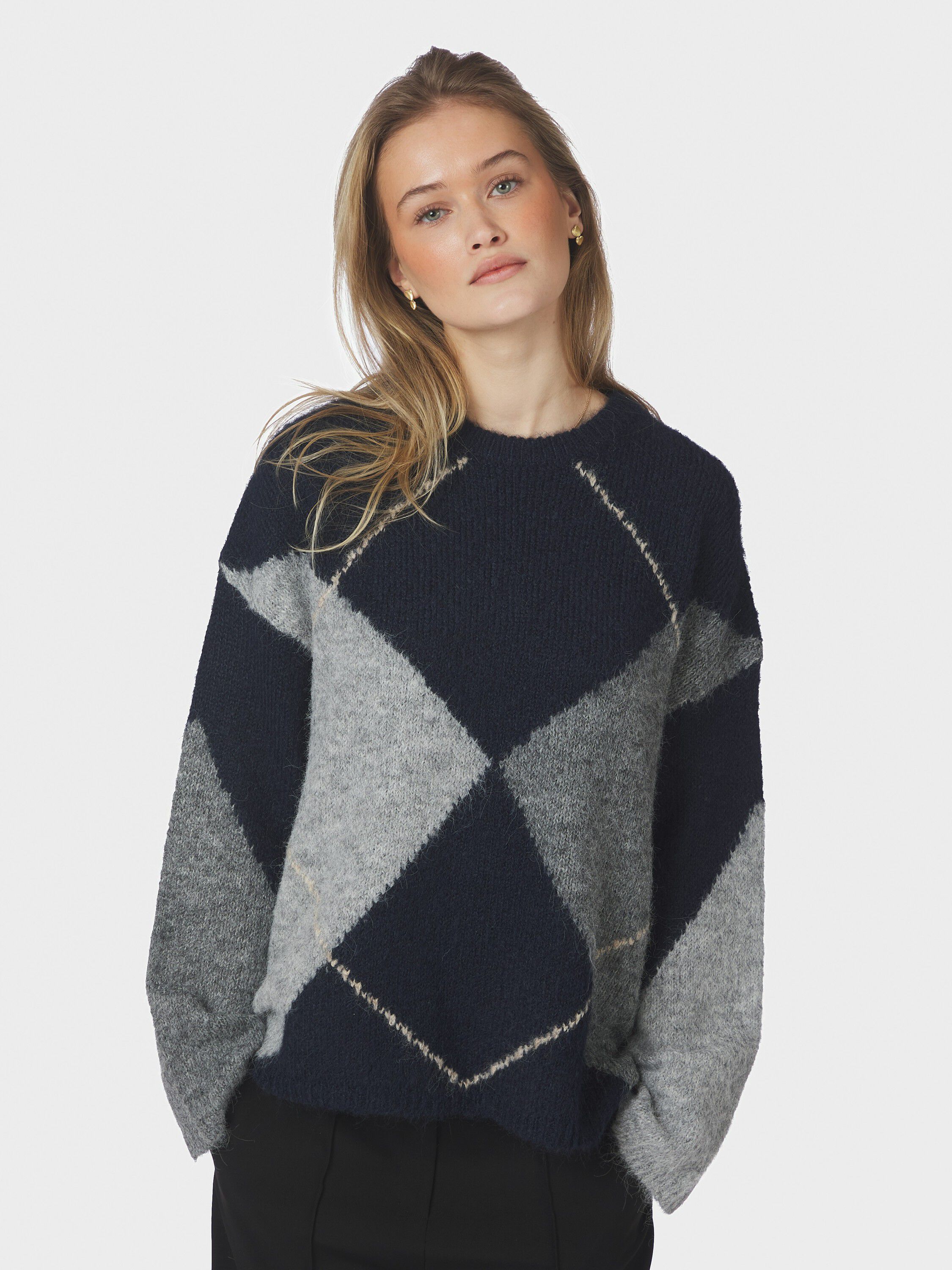Inga Check Fluff Knit Blouse