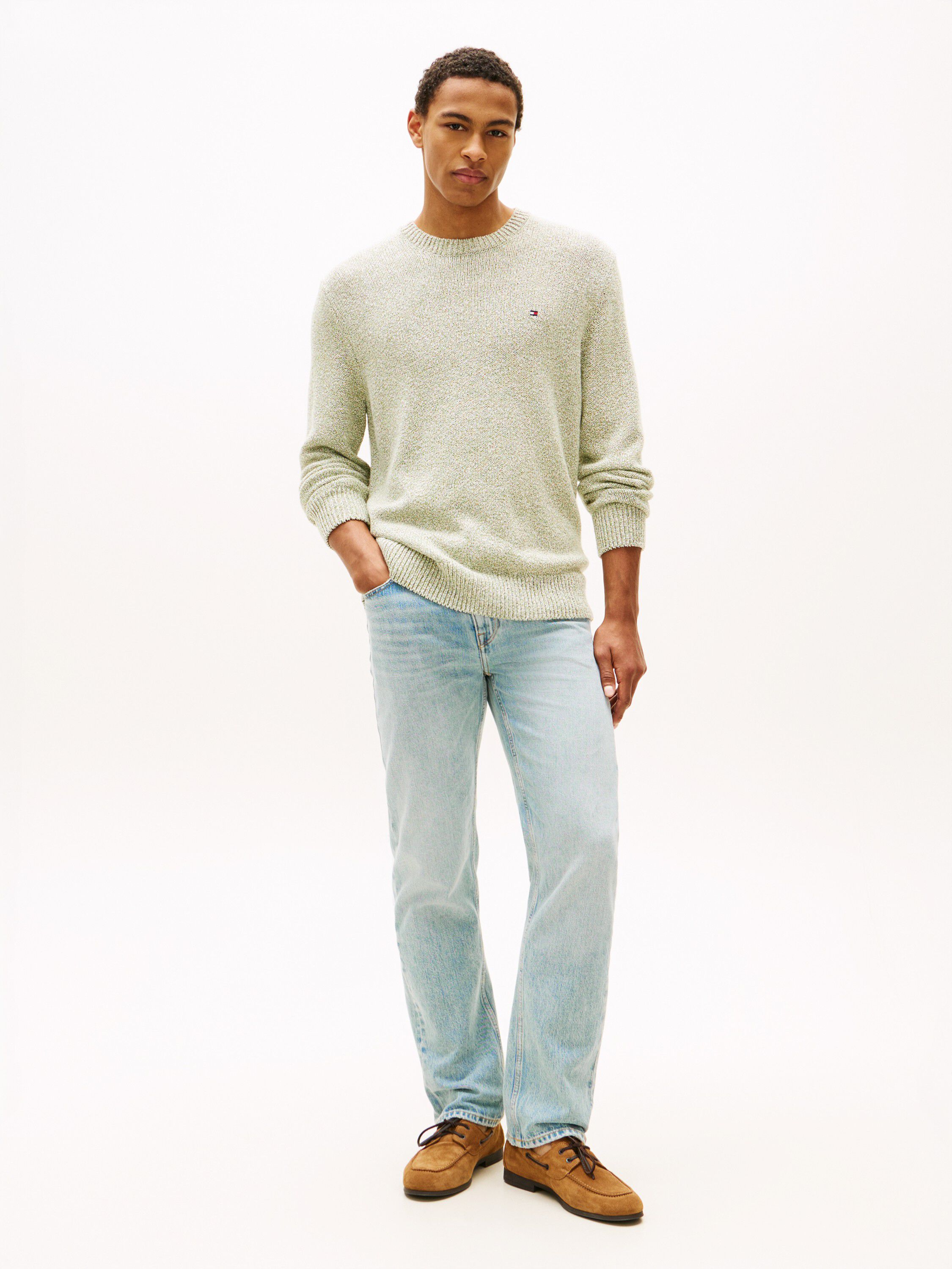 Two-Tone Boucl&eacute; Relaxed Crew Neck Jumper