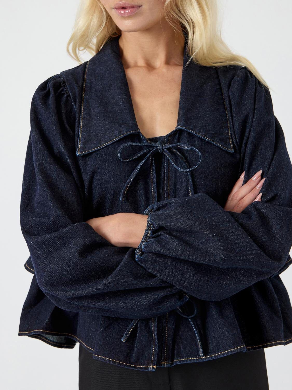 YASCELINA LS DENIM TIE TOP S. - EX