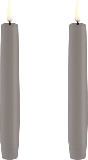 LED taper candle, Sandstone, Smooth, 2-pack, 2,3x15,5 cm