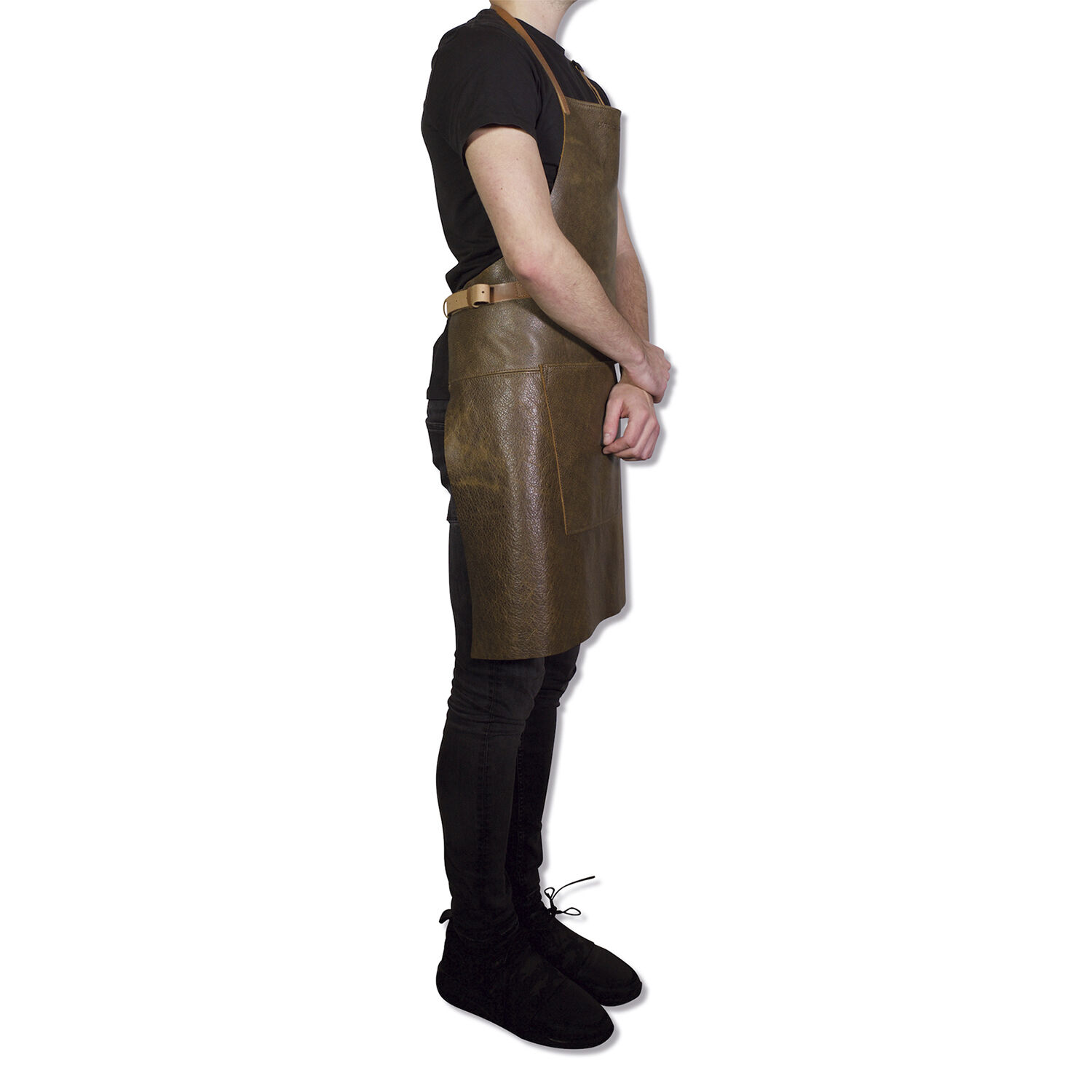 L&aelig;derforkl&aelig;de BBQ Style Apron Vintage Brown