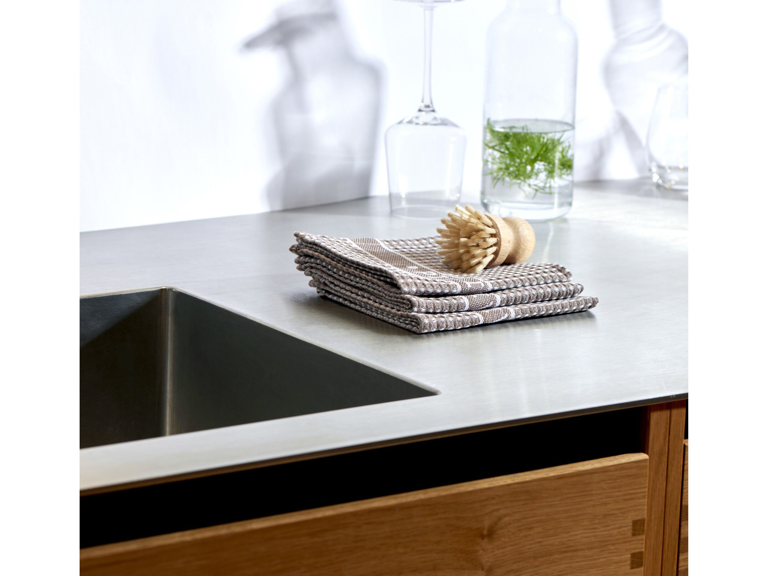 Kj&oslash;kkenklute Pillivuyt 32 x 32 cm 3 stk. Fungi/Hvit 100% &oslash;ko