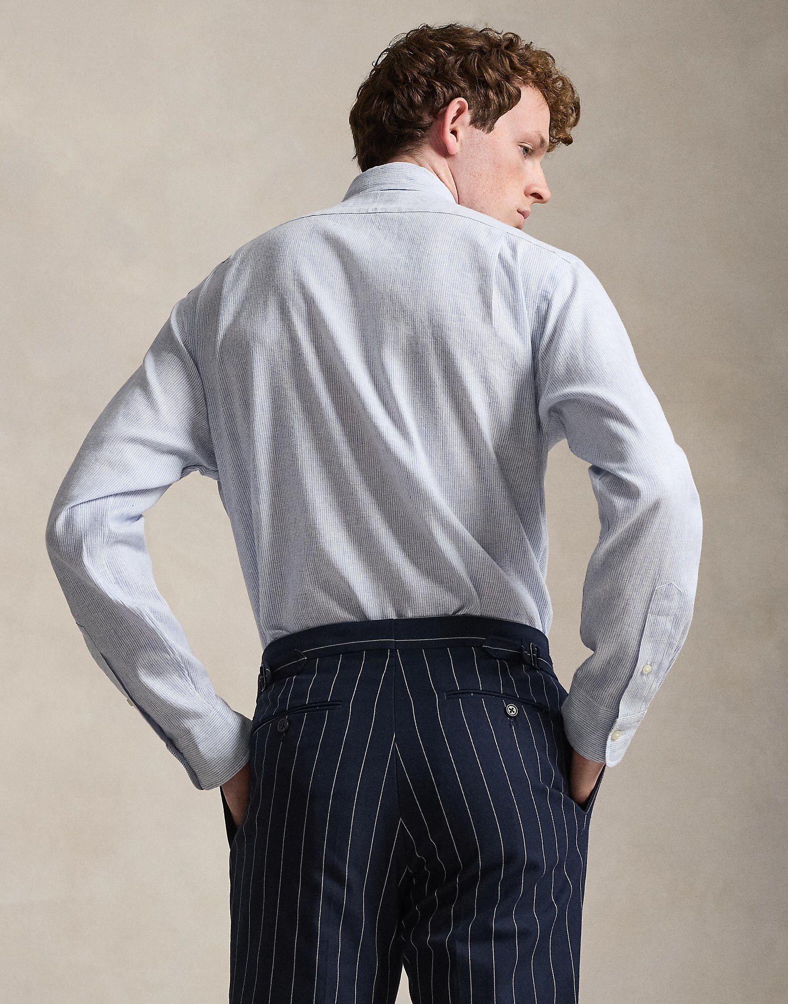 Custom Fit Striped Linen-Blend Shirt