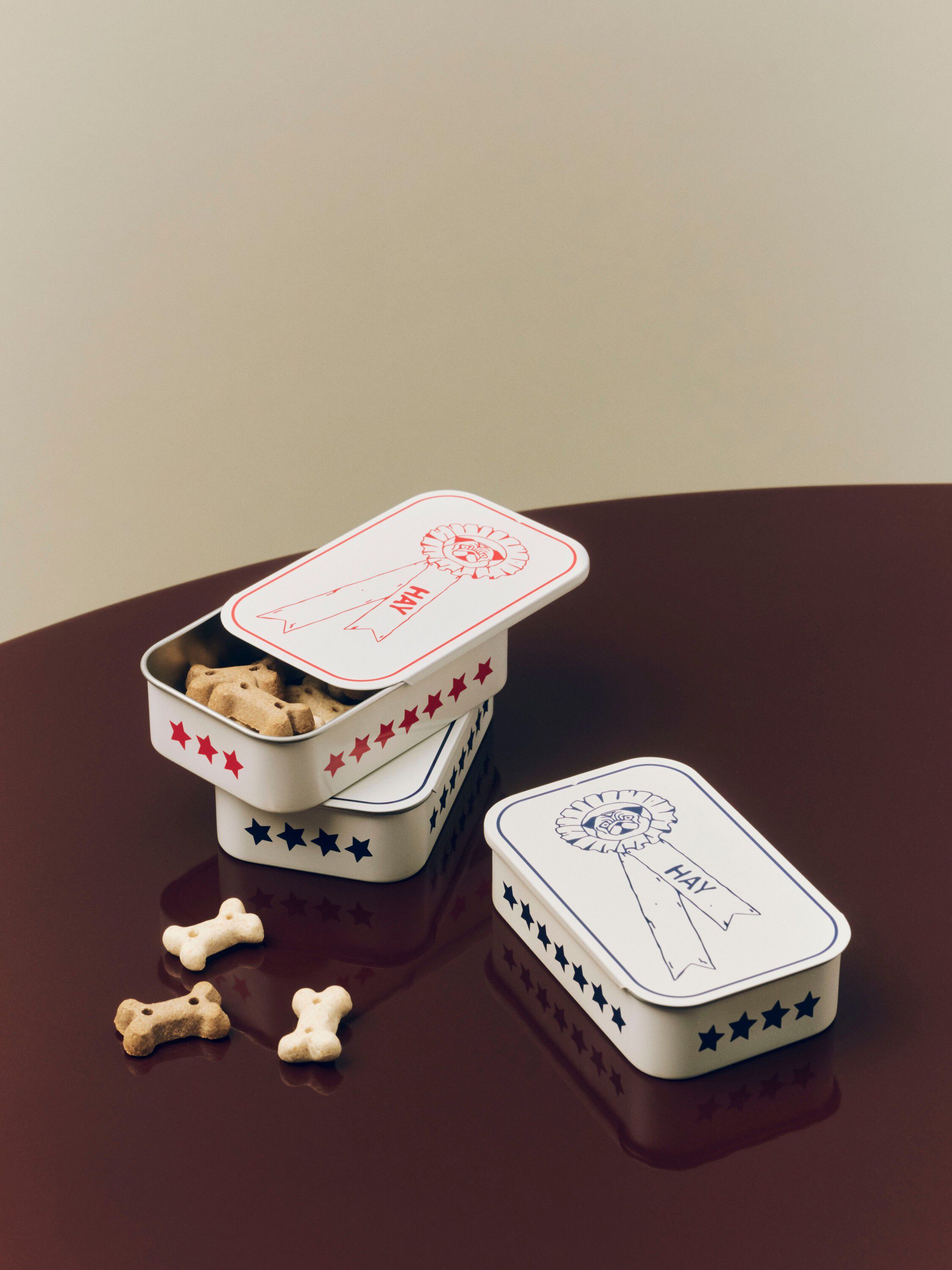 HAY Dogs Treat Tin-Small-Red and wh