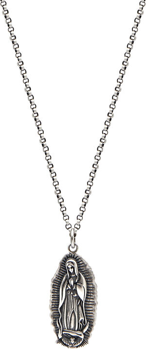 Men's Stainless Steel Necklace with Our Lady of Guadalupe Pendant