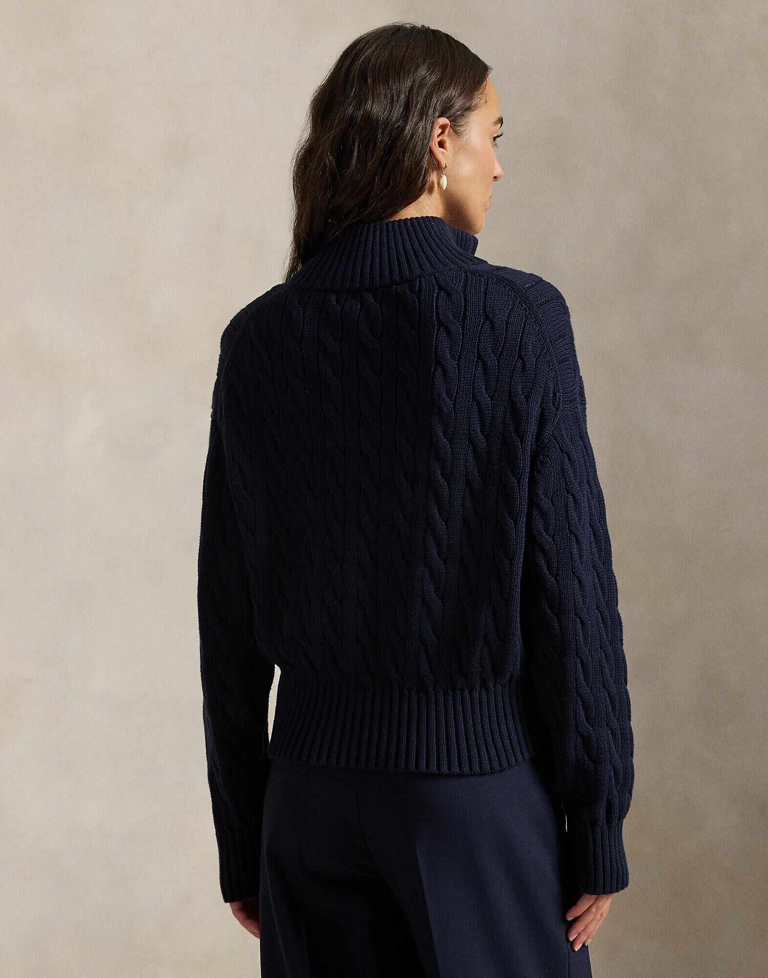 Cable-Knit Cotton Quarter-Zip Sweater