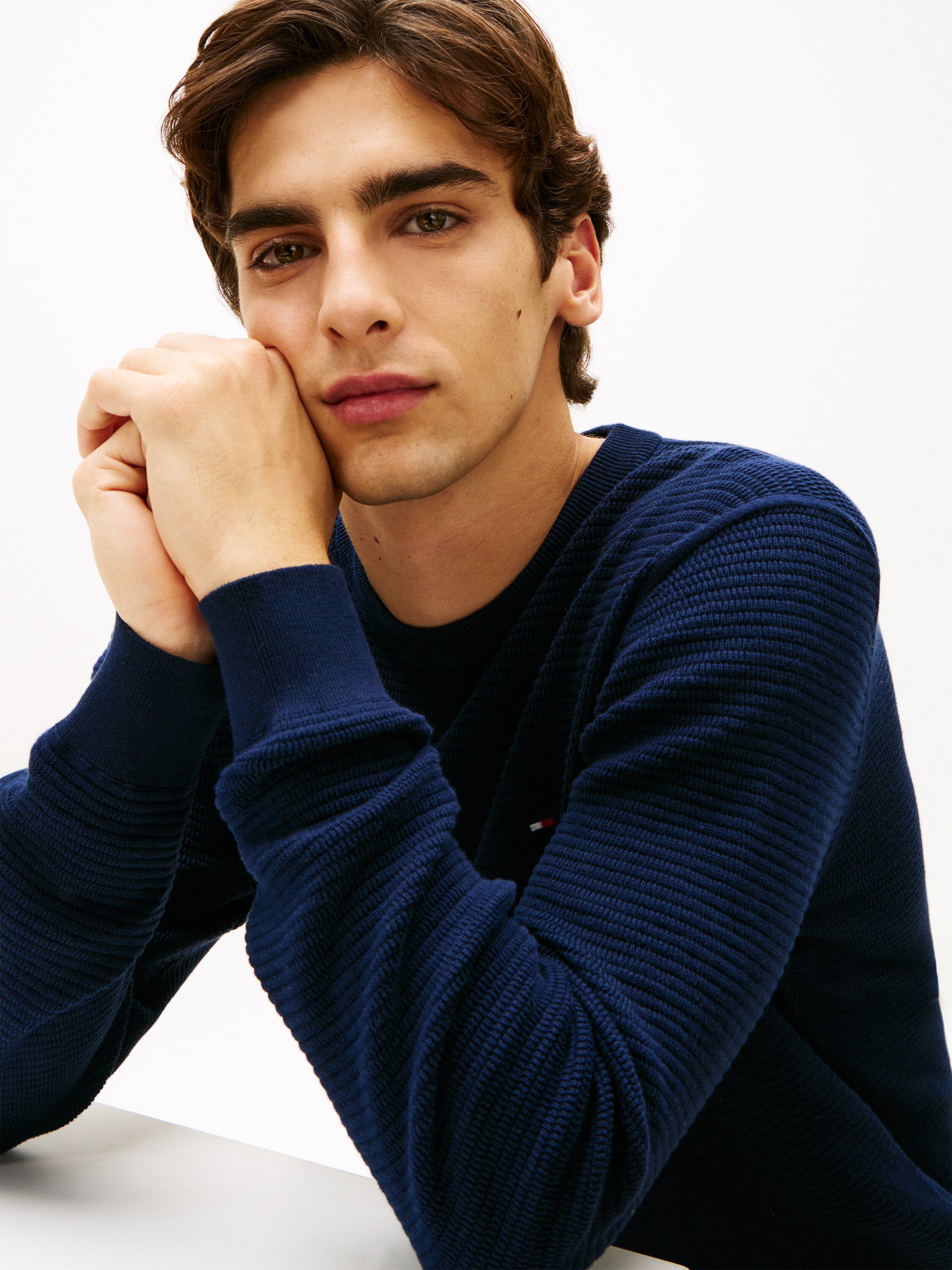 Textured Knit Crew Neck Jumper