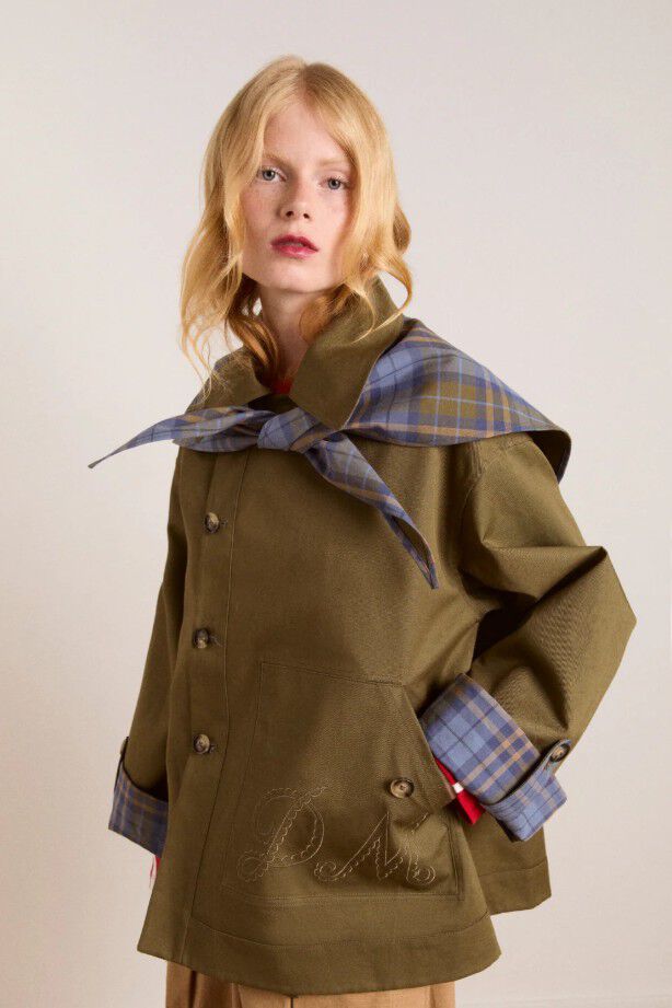 JERRY CROP TRENCH COAT - OLIVE