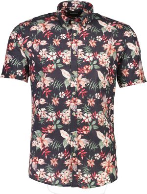 Printed cotton/linen shirt S/S