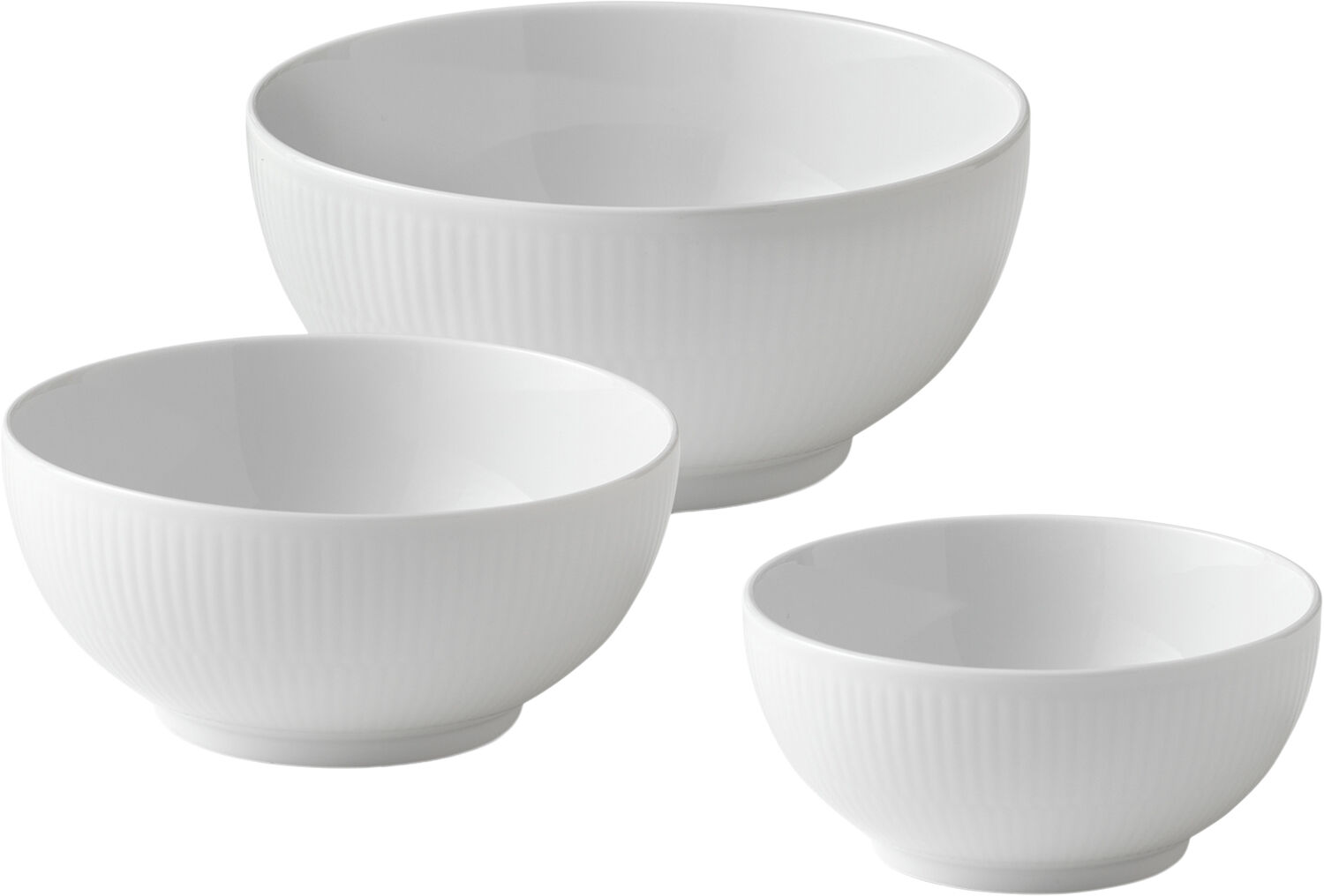 Hvid Riflet sk&aring;ls&aelig;t 3-pak 47 cl, 73 cl, 110 cl