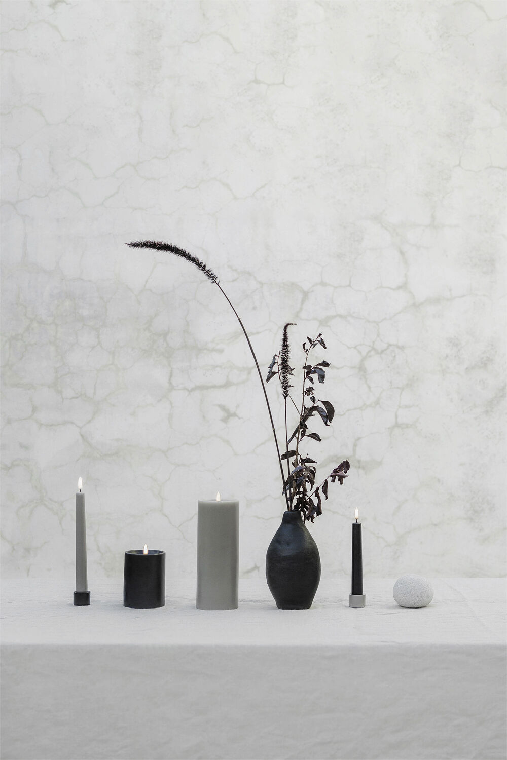 LED taper candle, Sandstone, Smooth, 2-pack, 2,3x20,5 cm