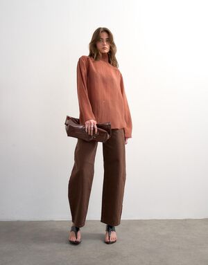 TSESMEE LS BUTTON BACK SHIRT WVN
