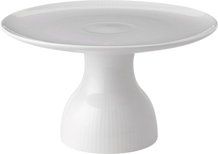 Hvid Riflet Fad på fod 20 cm