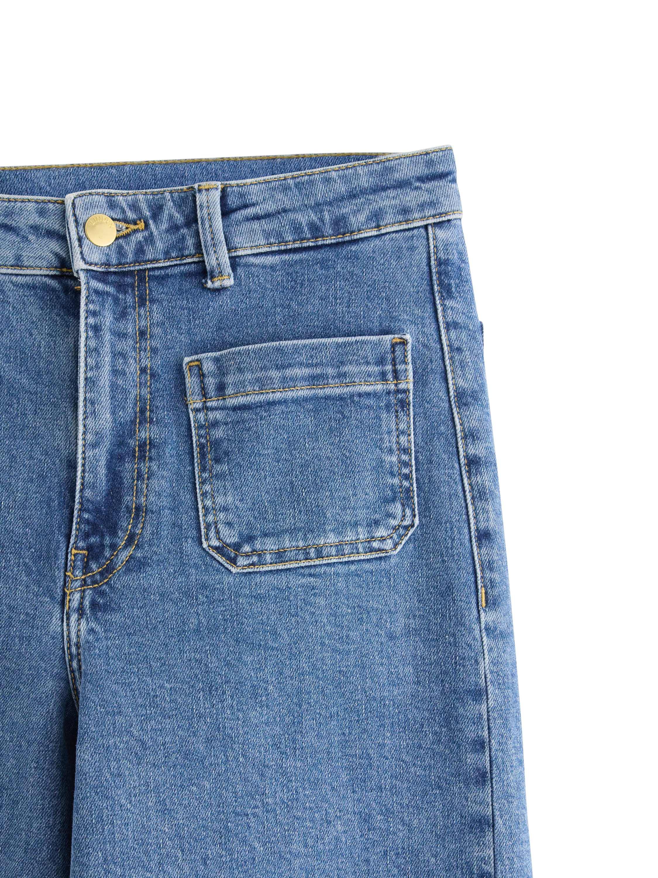 Jeans med h&oslash;y midje i bomullsdenim