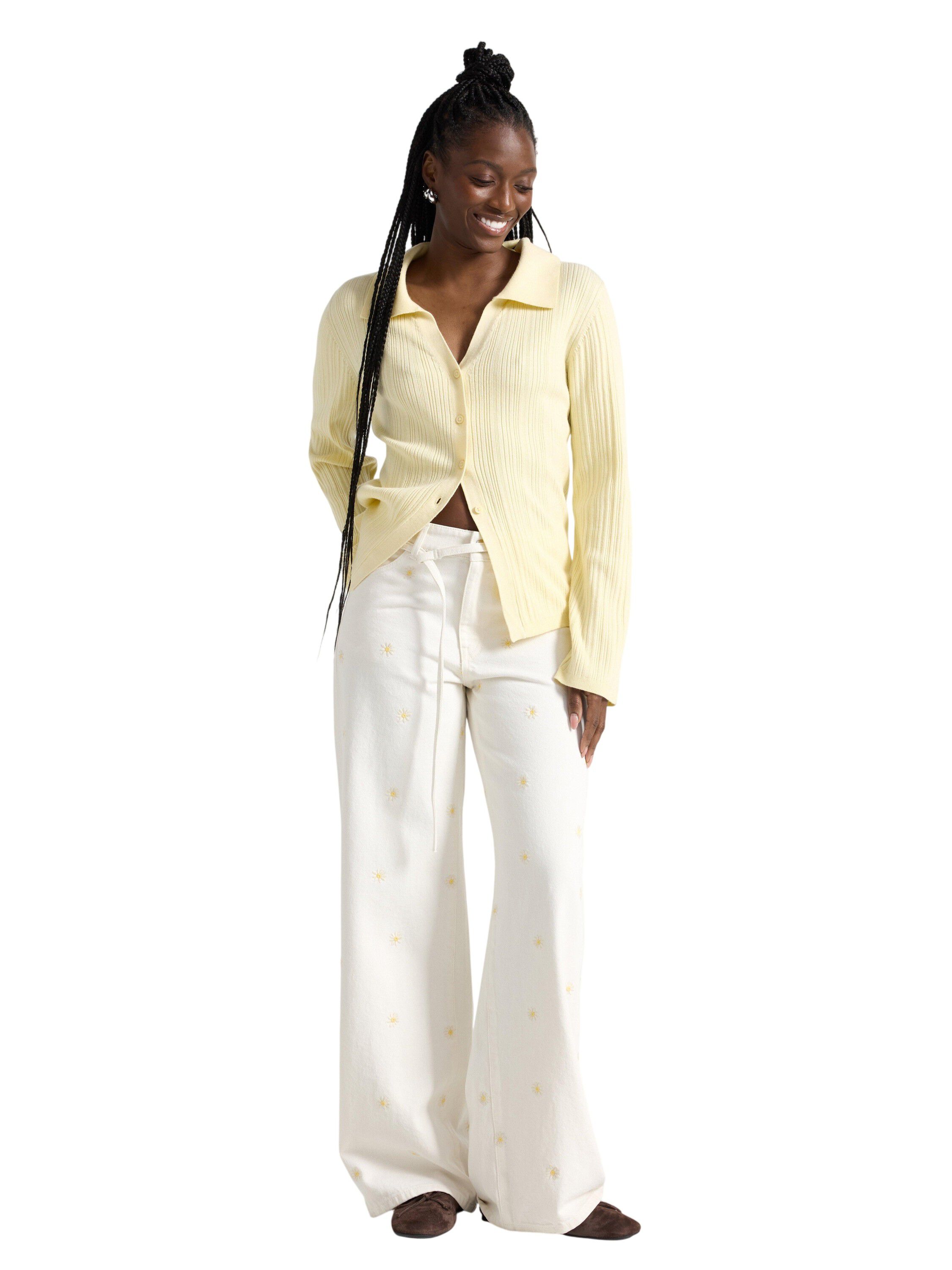 Jeans med mellemh&oslash;j talje i bomulds