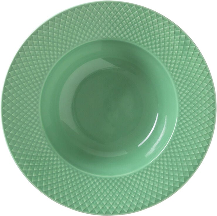 Rhombe Dyb tallerken Ø24,5 cm grøn porcelæn
