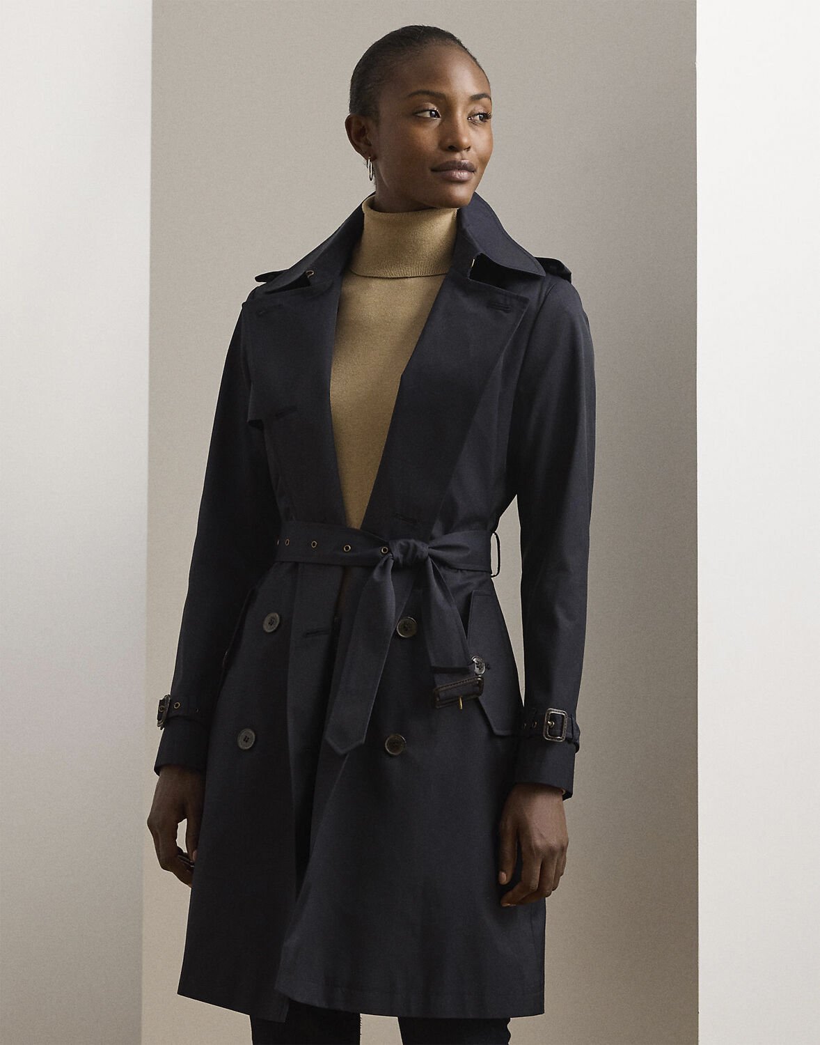 Double-Breasted Cotton-Blend Trench Coat