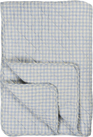Quilt lyseblå m/naturfarvede små tern