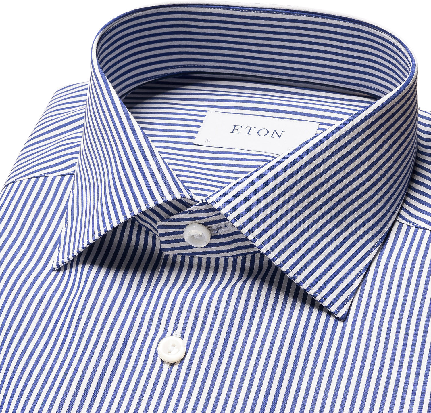 Contemporary Fit Dark Blue Bengal Striped Elevated Poplin Shirt
