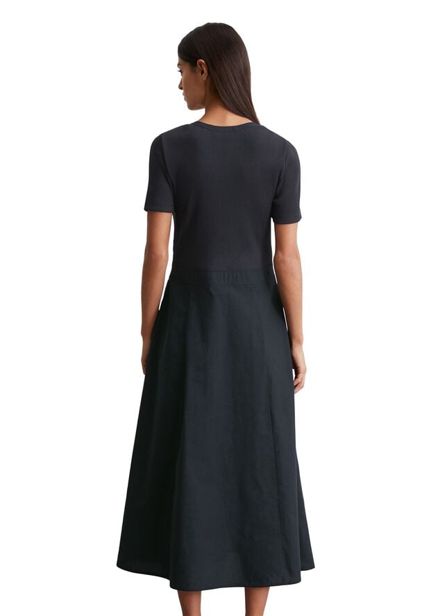 Jersey dress, polo collar, poplin p