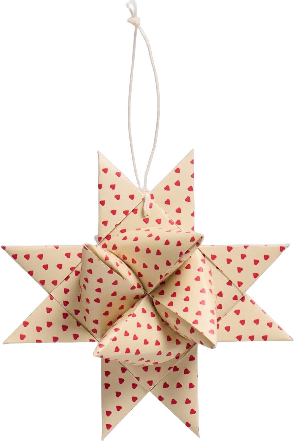 Flettet stjerne t/oph&aelig;ng lille m/r&oslash;de hjerter