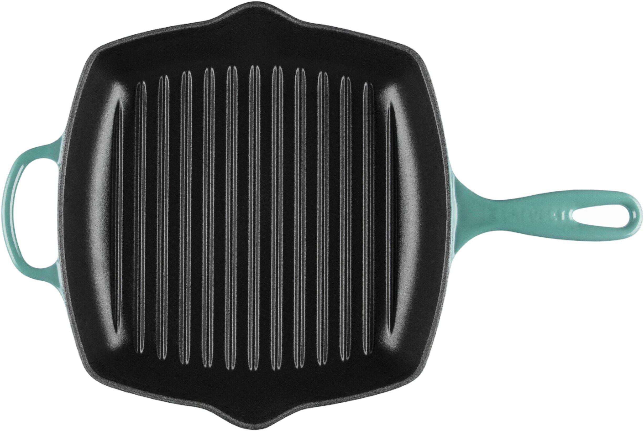 Le Creuset Signature st&oslash;bejern kvadratisk grillpande 26cm Bleu Riviera